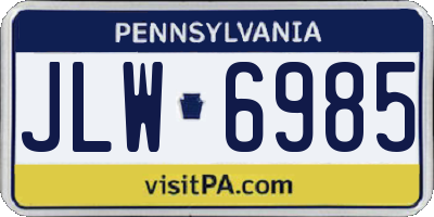 PA license plate JLW6985