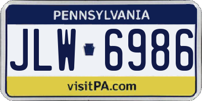 PA license plate JLW6986