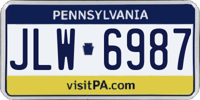 PA license plate JLW6987
