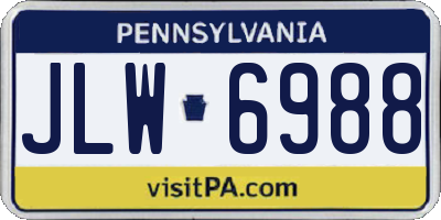 PA license plate JLW6988