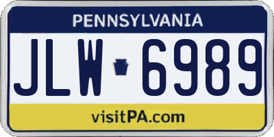 PA license plate JLW6989