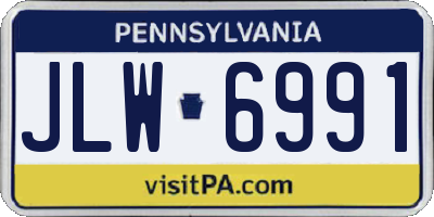 PA license plate JLW6991