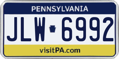 PA license plate JLW6992