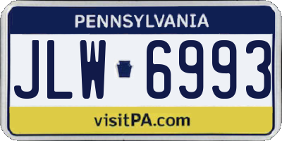 PA license plate JLW6993