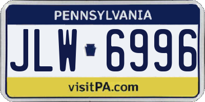 PA license plate JLW6996