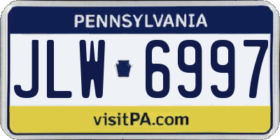 PA license plate JLW6997