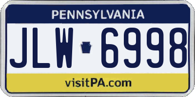 PA license plate JLW6998