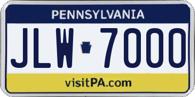 PA license plate JLW7000