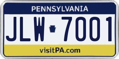 PA license plate JLW7001