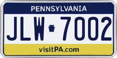 PA license plate JLW7002