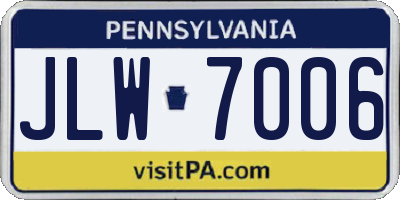 PA license plate JLW7006