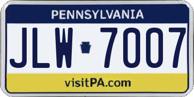 PA license plate JLW7007