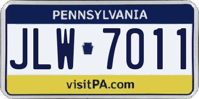 PA license plate JLW7011