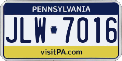 PA license plate JLW7016