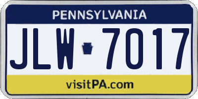 PA license plate JLW7017