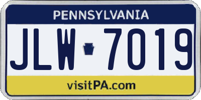 PA license plate JLW7019