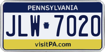 PA license plate JLW7020