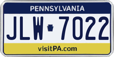 PA license plate JLW7022