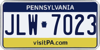 PA license plate JLW7023