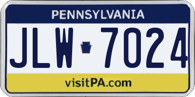 PA license plate JLW7024