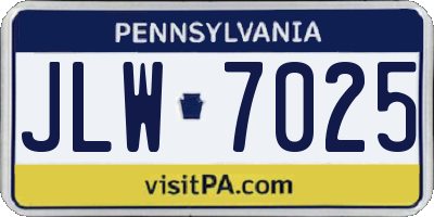 PA license plate JLW7025
