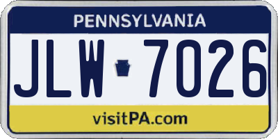 PA license plate JLW7026