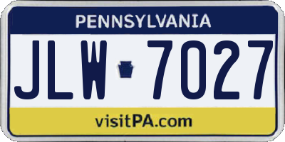 PA license plate JLW7027