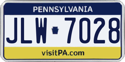 PA license plate JLW7028