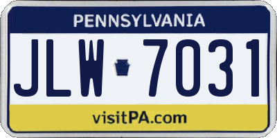 PA license plate JLW7031