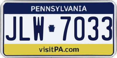 PA license plate JLW7033