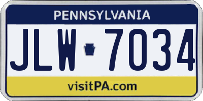 PA license plate JLW7034