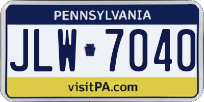 PA license plate JLW7040