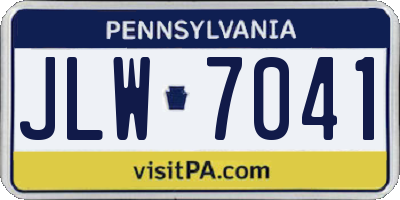 PA license plate JLW7041