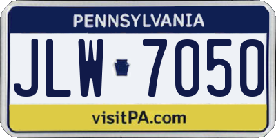 PA license plate JLW7050