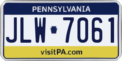 PA license plate JLW7061