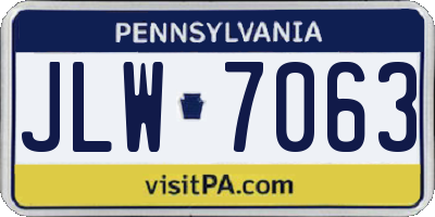 PA license plate JLW7063