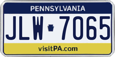 PA license plate JLW7065