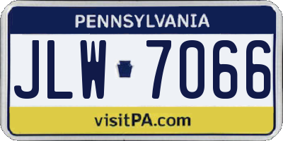 PA license plate JLW7066