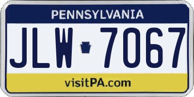 PA license plate JLW7067