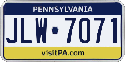 PA license plate JLW7071