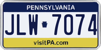 PA license plate JLW7074