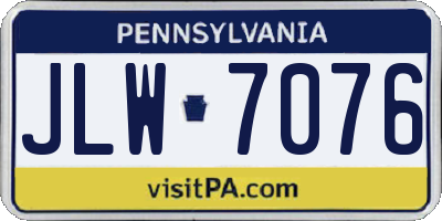PA license plate JLW7076