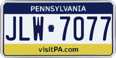 PA license plate JLW7077