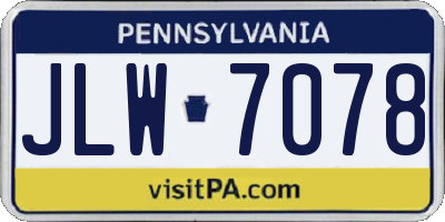 PA license plate JLW7078