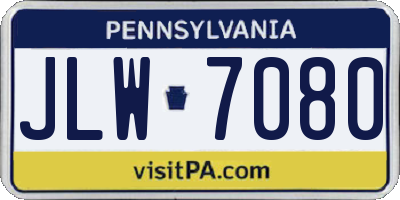PA license plate JLW7080