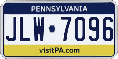 PA license plate JLW7096