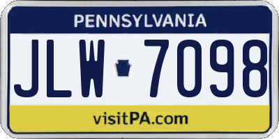 PA license plate JLW7098