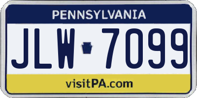 PA license plate JLW7099