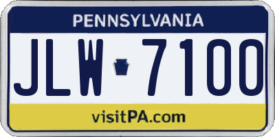 PA license plate JLW7100