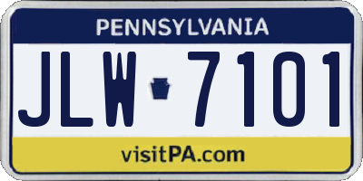 PA license plate JLW7101
